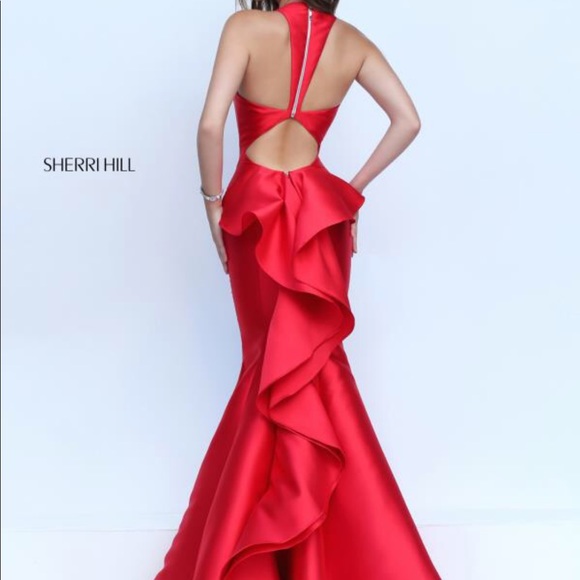 Sherri Hill 50195 Stylish Ruffled Mermaid Gown - Picture 3 of 3